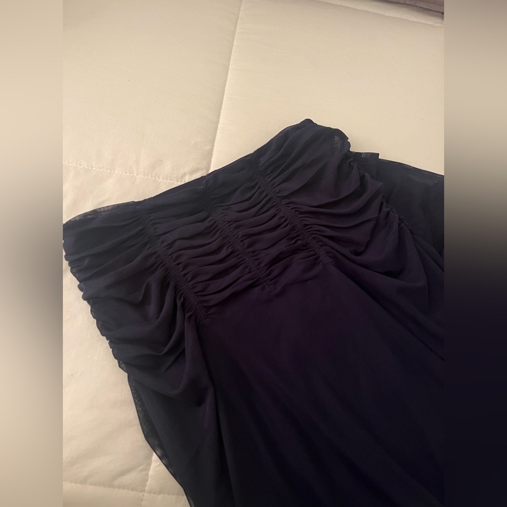 Anthropologie Maeve Dark Navy Blue Ruched Yoke Column Maxi Skirt - Picture 6 of 6